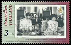 King Bhumibol and Queen Sirikit signing their marriage certificate at Phra Tamnak Yai in Sra Pathum Palace