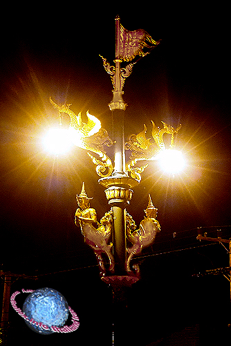 Victory Banner with Hamsa and Kinnari Street Lantern, Tambon Nai Meuang, Amphur Meuang, Chaiyaphum