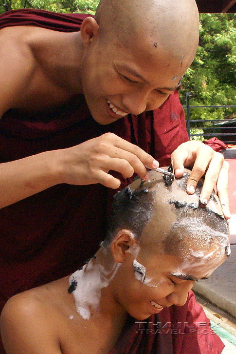 Novices Shaving The Head, Sagaing (Myanmar)